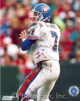 John Elway Muddy Throwback Denver Broncos 8x10 Photo