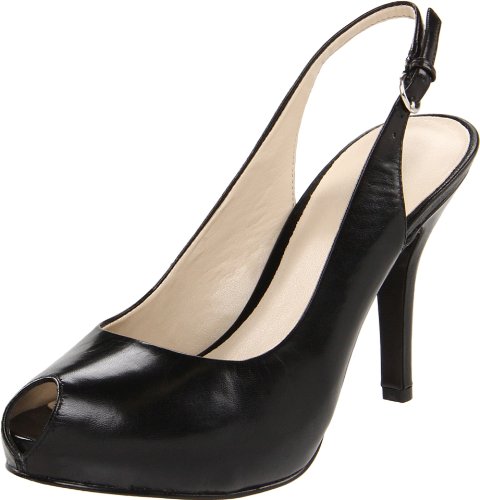 Nine West Women's Hansel Slingback Pump,Black Leather,11 M US
