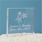 Beach Wedding Acrylic Square Cake Topper Customize: Yes by 
