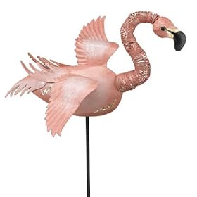 Garden Stake 3D Metal Outdoor Decor Jiggle Wings Pink Flamingo (32H) (S764) by Regal Gift