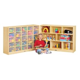 Jonti-Craft 04280JC 25 Cubbie Fold-n-Lock with Clear Trays, Natural