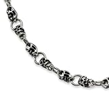 Mens Stainless Steel High Polished Skull Necklace