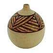 Handmade Terracotta Vase Beige With Tribal Band Motif