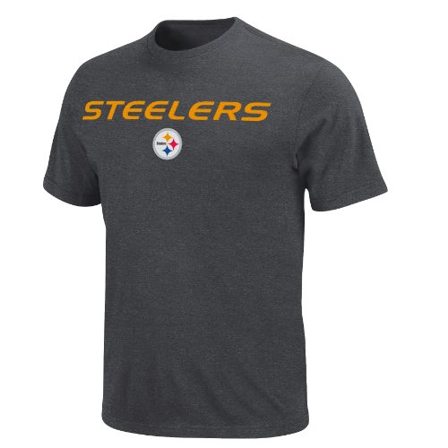 NFL Men's Pittsburgh Steelers Line Of Scrimmage IV Short Sleeve Tee (Charcoal Heather, Large)