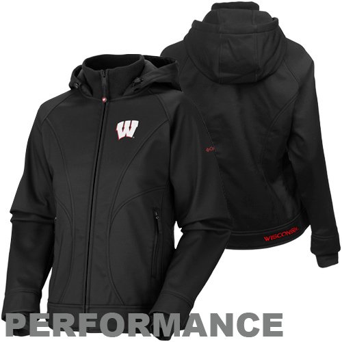 NCAA Wisconsin Badgers Top Ten Hooded Softshell Jacket (Black, Large)
