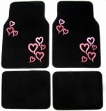 Pink Hearts Front & Rear Carpet Car Truck SUV Floor Mats