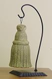 Olive Green Ceramic Tassel Bell with Iron Stand