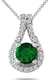 5/8 CTW Emerald and Diamond Pendant in 10K White Gold