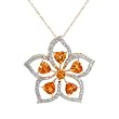 Necklace With 2.90ctw Precious Stones - Genuine Citrines and Diamonds Beautifully Designed in Yellow Gold Length 18in