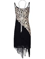 PrettyGuide Women's 1920S Paisley Art Deco Sequin Tassel Glam Party Gatsby Dress
