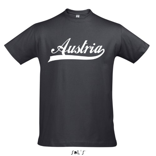 T-Shirt – Austria Oldschool Österreich LÄNDERSHIRT EM / WM FAN Trikot S-XXL , Mouse grey – weiß , M