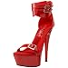 The Highest Heel Women's Bondage Platform Sandal,Red Patent,9 M US