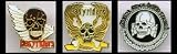 C -Biker Hat Pin Set of 3- -Motorcycle Pin Hat Vest Lapel - Easy Riders Gothic Black Skull Set