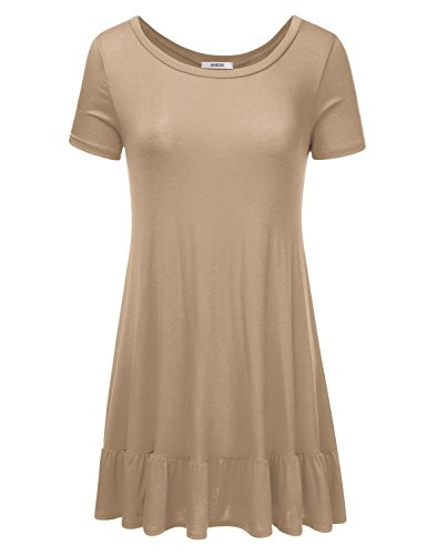 LA BASIC Women's A-Line Ruffled Hem Panel Dress - Made In U.S.A. (S-3XL/11 Colors)