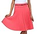 Knee Length Pleated A-Line Skirt with Skinny Belt