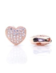 Art and Craft Supply: BEADNOVA-2pcs Rose Gold Plated Clear White CZ Cubic Zirconia Pave Micro Setting Heart Shape Beads Findings For Jewelry Making (01.Rose Gold Heart)