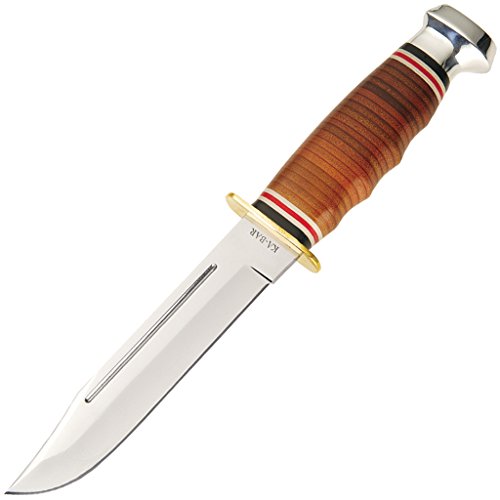 Ka-bar leather handled marine hunter knife