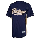MLB Men's San Diego Padres Short Sleeve Authentic Button Front Home Cool Base Batting Practice Jersey (Pro Navy/Pro Scarlet, X-Large)