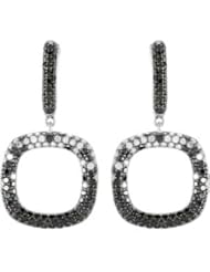 14K White Gold Pair 2 1/6 Ct Tw Black And White Gold Diamond Earrings With Black Rhodium