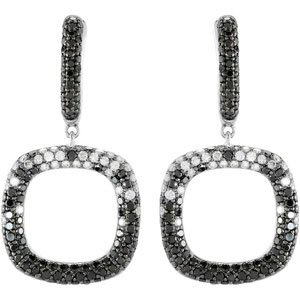 14K White Gold 2 1/6 ct. Black and White Diamond Earrings