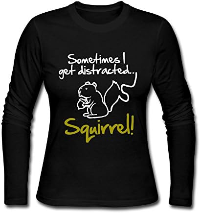 Women's Organic Cotton Sometimes I Get Distracted Squirrel Long-sleeved Apparel