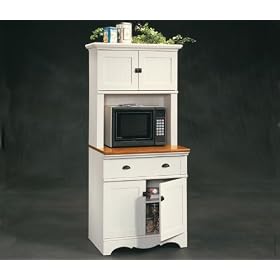 Antiqued White Kitchen Microwave Center by Sauder Office Furniture ...