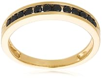 10k Yellow Gold Black Diamond Channel Set Band (1/3 cttw), Size 7
