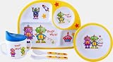 Robots & Rocketships Kids Dinner Set - Plate, Bowl, Cup, More, 5-pc set