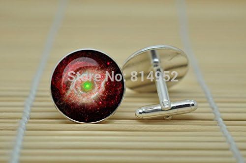 Pretty Lee Star Jewelry Stars Nebula Galaxy Helix Nebula Constellation Cufflinks In Silver Glass Cabochon Cuff Links C0988
