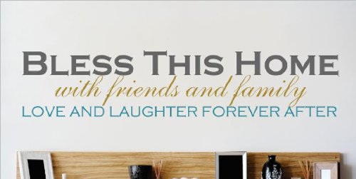 Design with Vinyl OMG 179 Bless This Home With Friends And Family Love And Laughter Forever After Quote Lettering Decal Home Decor Kitchen, 10-Inch by 40-Inch, As Seen