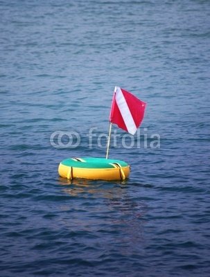 Wallmonkeys Peel and Stick Wall Decals - Scuba Flag on Floater in Bay - 36