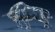 Pack of 2 Icy Crystal Collectible Charging Bull Table Top Figurines 4.5"