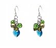 Earrings - E17 - Swarovski Crystal Heart & Pearl Cluster ~ Olivine & Blue Zircon