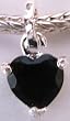 Silver Plated Charm Dangle Fits Pandora Heart Shape with Black Stone