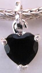 Silver Plated Charm Dangle Fits Pandora Black Heart Shape Stone (3)