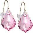 14k Yellow Gold Austrian Crystal Pink (October) Baroque Dangle Earrings 14k Yellow Gold Austrian Crystal Pink (October) Baroque Dangle Earrings