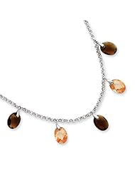 Sterling Silver Brown & Champagne CZ Necklace - 16 Inch