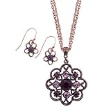 Perfect Purple Florals Necklace Earrings Box Set