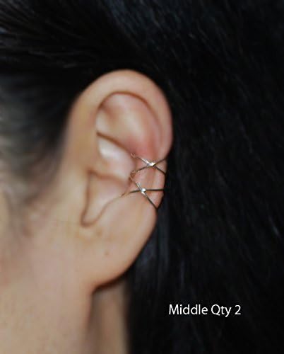 22gauge Sterling Silver Twins X Ear Cuff, Ear Jacket, Ear Wrap,Cartilage earring / Please select an option