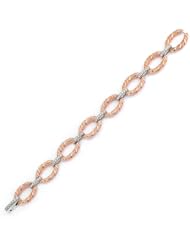 Sterling Silver & Cz Pink Gold Plated Bracelet