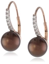 10k Gold Tahitian Cultured Pearl with Diamond Accent Earrings (1/10 cttw, H-I Color, I2-I3 Clarity)