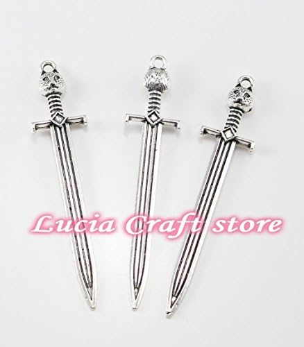 61*14mm Ancient silver alloy owl pendant sword handle weapons 2*5pcs/lot