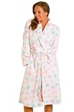 New Ladies Camille Super Soft Fleece Spot Dressing Gown Robe Cream Size 14/16
