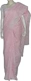 Fashion Saris in Chikan Embroidery on Cotton with Blouse & Petticoat Pink (nchsari012)