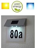 Produkt-Bild: Solar Hausnummer mit Beleuchtung 2 LED im Edelstahl-Loo