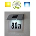 Solar Hausnummer mit Beleuchtung 2 LED im Edelstahl-Loo