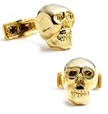 Gold Vermeil Skull Cufflinks w/ Jewelry Box