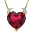 14k Yellow Gold Ruby Heart and Devil Pendant w/ Diamond Accent