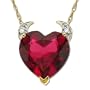 14k Yellow Gold Lab-Created Ruby Heart Devil Pendant with Diamond-Accent