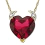 14k Yellow Gold Lab-Created Ruby Heart Devil Pendant with Diamond-Accent